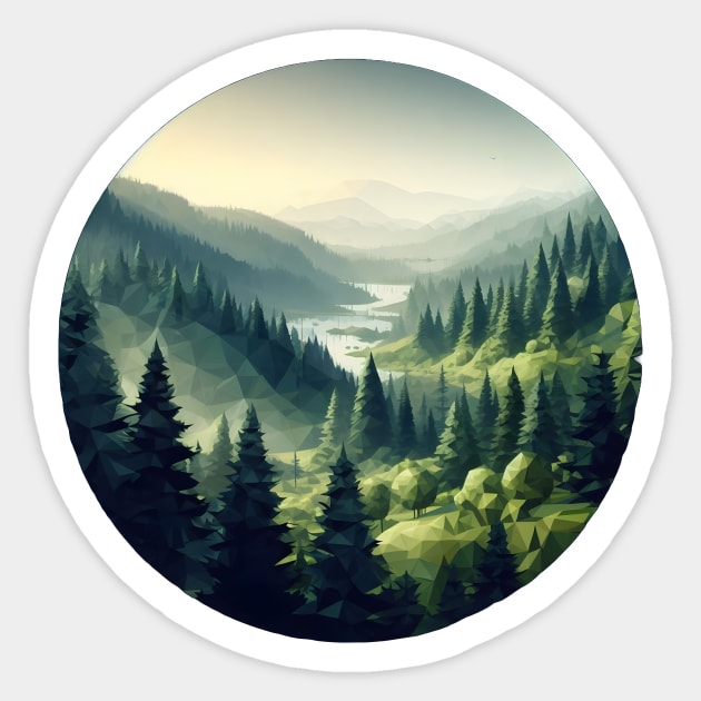 Low Poly Dark Forest Sticker by Antipodal point